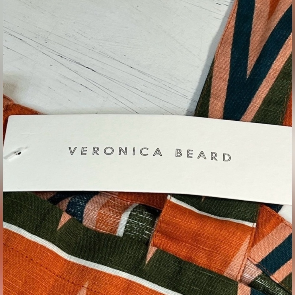 VERONICA BEARD Tiffany Square Neck Top, Sundance Abstract Linen, Size Large - Picture 10 of 12